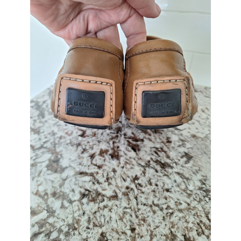 Gucci Italy Brown‎ Suede Leather Driving Loafers Mens 10D Designer Dress Loafers - Picture 4 of 14